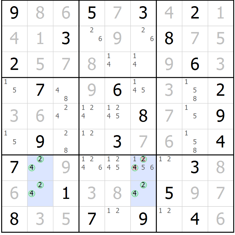 Position des candidats pour la solution de la Gr 37 page 40 du magazine de sudoku Virtuose n° 113