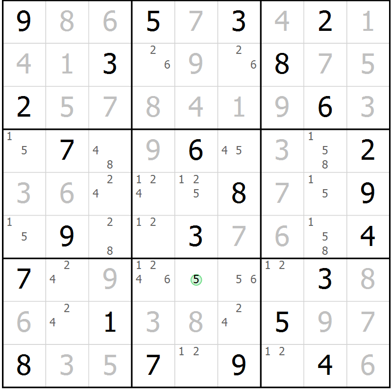 Position des candidats pour la solution de la Gr 37 page 40 du magazine de sudoku Virtuose n° 113