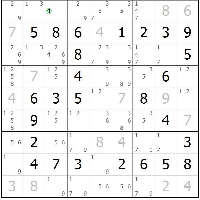 Position des candidats pour la solution de la Gr 38 page 41 du magazine de sudoku Virtuose n° 113