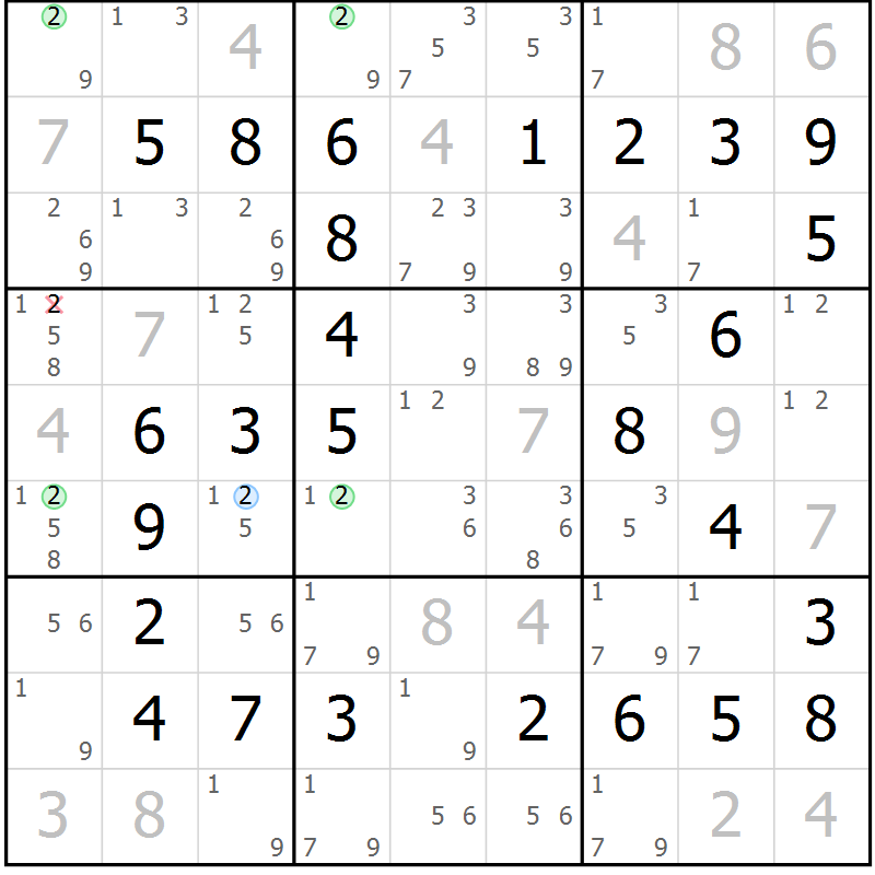 Position des candidats pour la solution de la Gr 38 page 41 du magazine de sudoku Virtuose n° 113