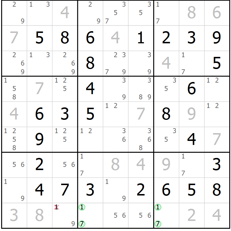 Position des candidats pour la solution de la Gr 38 page 41 du magazine de sudoku Virtuose n° 113