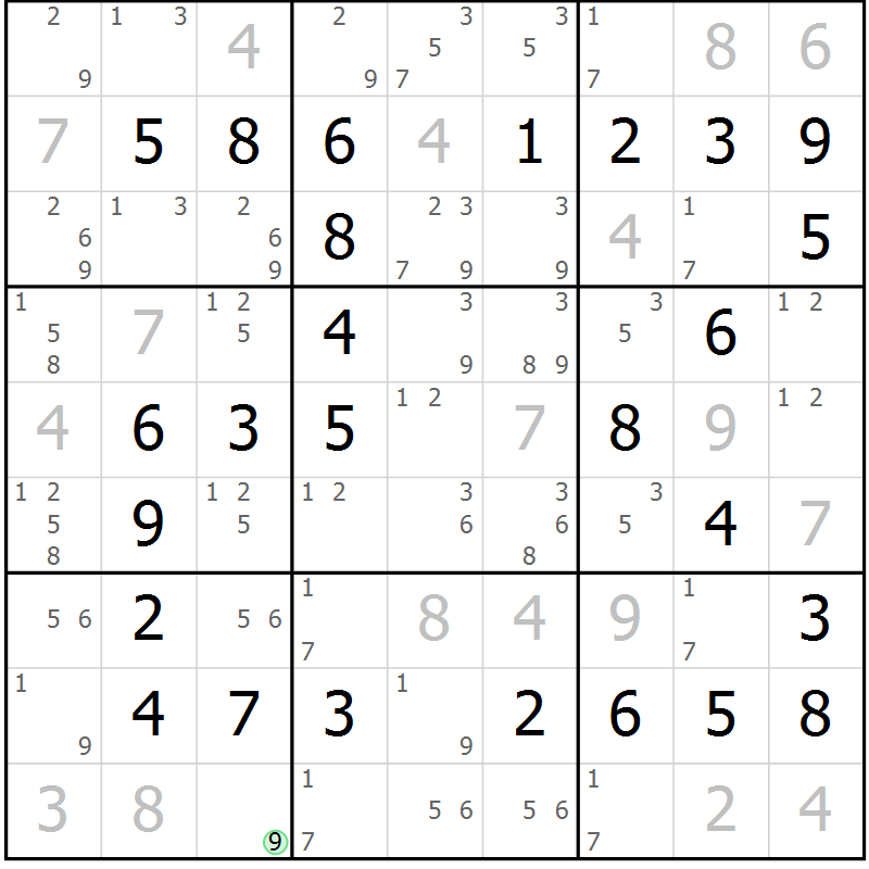 Position des candidats pour la solution de la Gr 38 page 41 du magazine de sudoku Virtuose n° 113