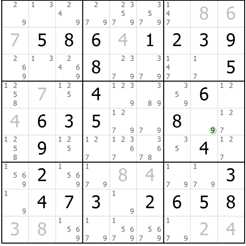 Position des candidats pour la solution de la Gr 38 page 41 du magazine de sudoku Virtuose n° 113