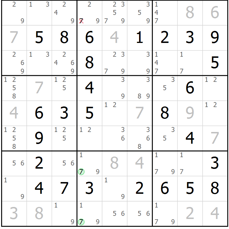 Position des candidats pour la solution de la Gr 38 page 41 du magazine de sudoku Virtuose n° 113