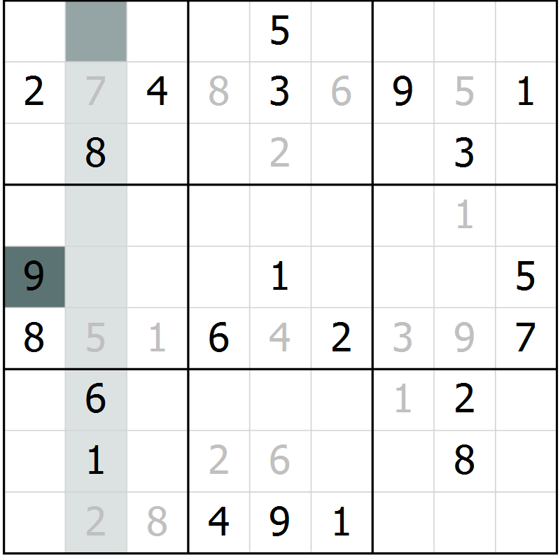 Position des candidats pour la solution de la Gr 4 page 7 du magazine de sudoku Virtuose n° 113