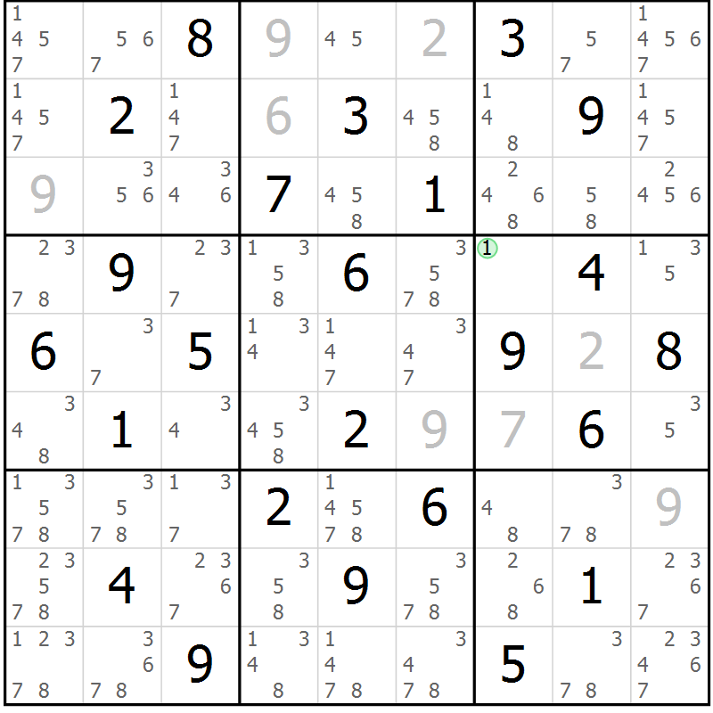 Position des candidats pour la solution de la Gr 41 page 44 du magazine de sudoku Virtuose n° 113