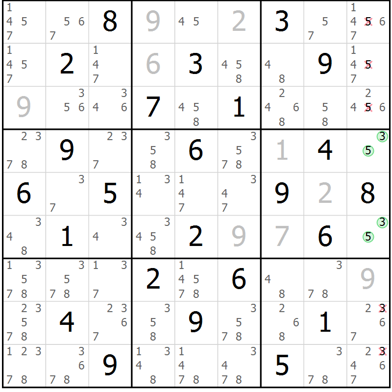 Position des candidats pour la solution de la Gr 41 page 44 du magazine de sudoku Virtuose n° 113
