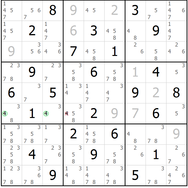 Position des candidats pour la solution de la Gr 41 page 44 du magazine de sudoku Virtuose n° 113