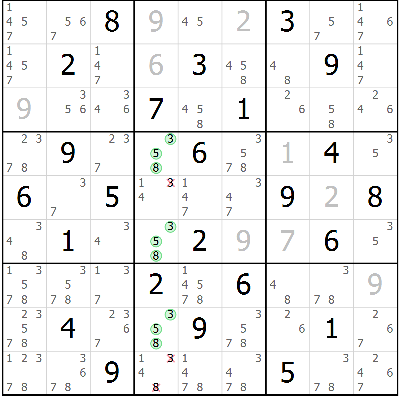 Position des candidats pour la solution de la Gr 41 page 44 du magazine de sudoku Virtuose n° 113