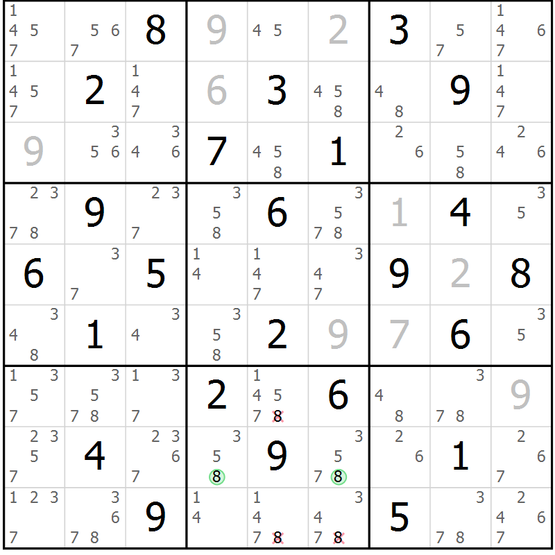 Position des candidats pour la solution de la Gr 41 page 44 du magazine de sudoku Virtuose n° 113