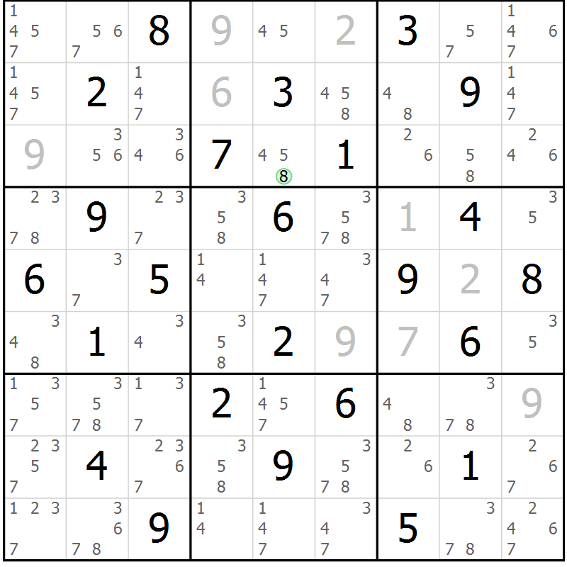 Position des candidats pour la solution de la Gr 41 page 44 du magazine de sudoku Virtuose n° 113
