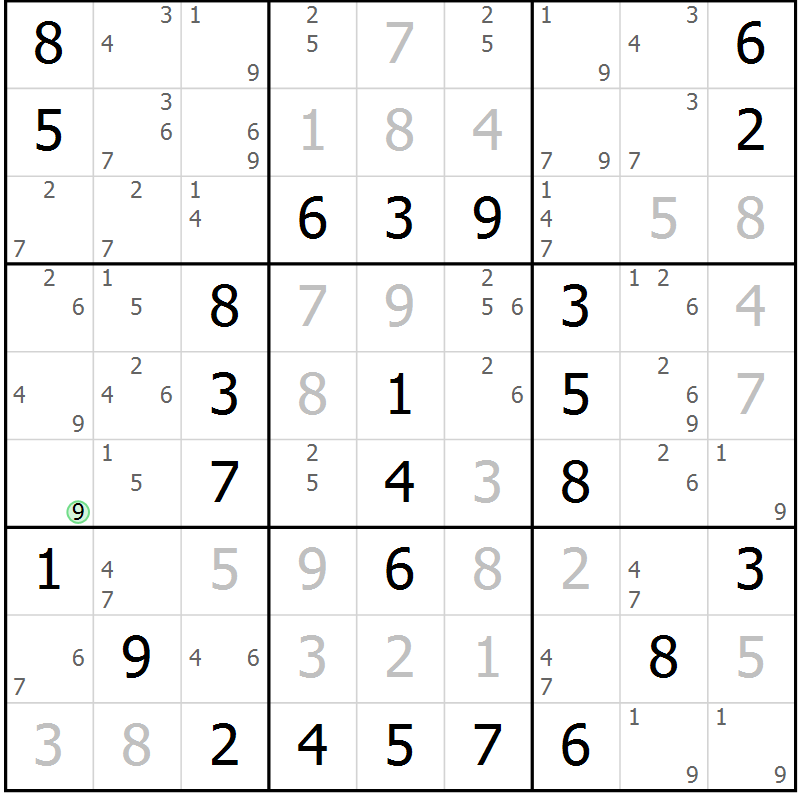 Position des candidats pour la solution de la Gr 42 page 45 du magazine de sudoku Virtuose n° 113