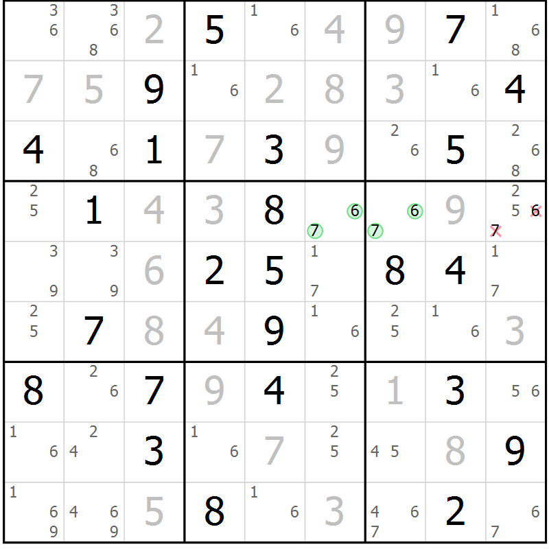 Position des candidats pour la solution de la Gr 44 page 47 du magazine de sudoku Virtuose n° 113