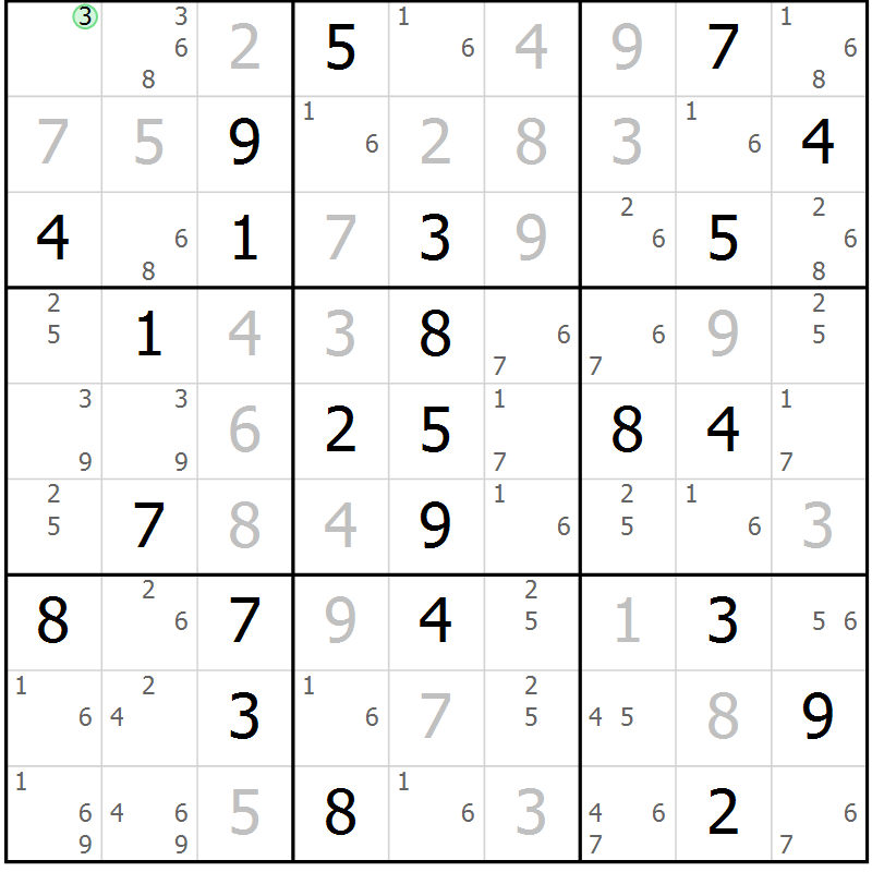 Position des candidats pour la solution de la Gr 44 page 47 du magazine de sudoku Virtuose n° 113