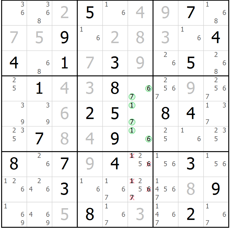 Position des candidats pour la solution de la Gr 44 page 47 du magazine de sudoku Virtuose n° 113