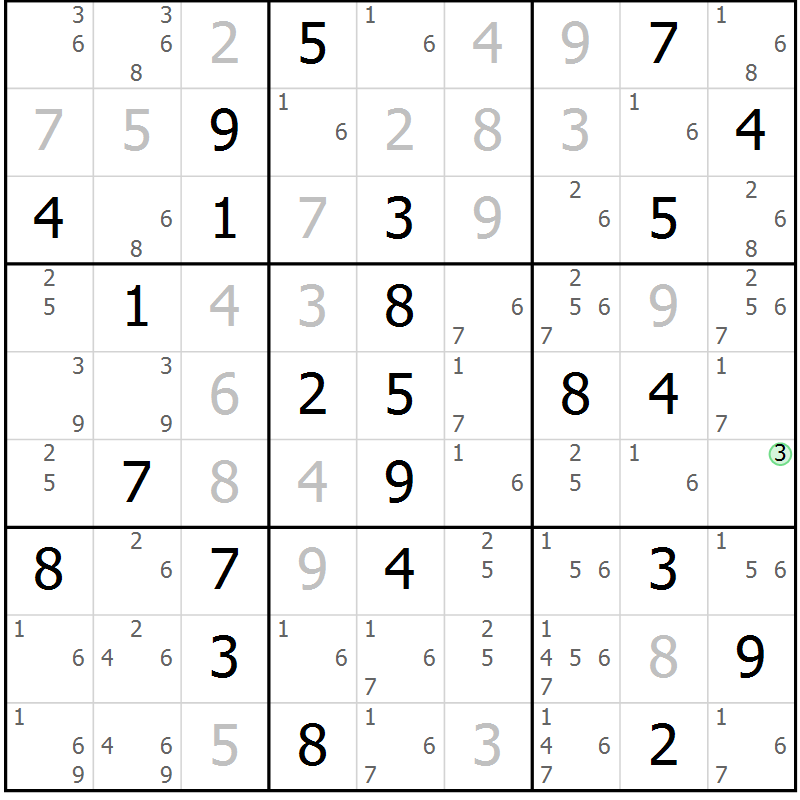 Position des candidats pour la solution de la Gr 44 page 47 du magazine de sudoku Virtuose n° 113