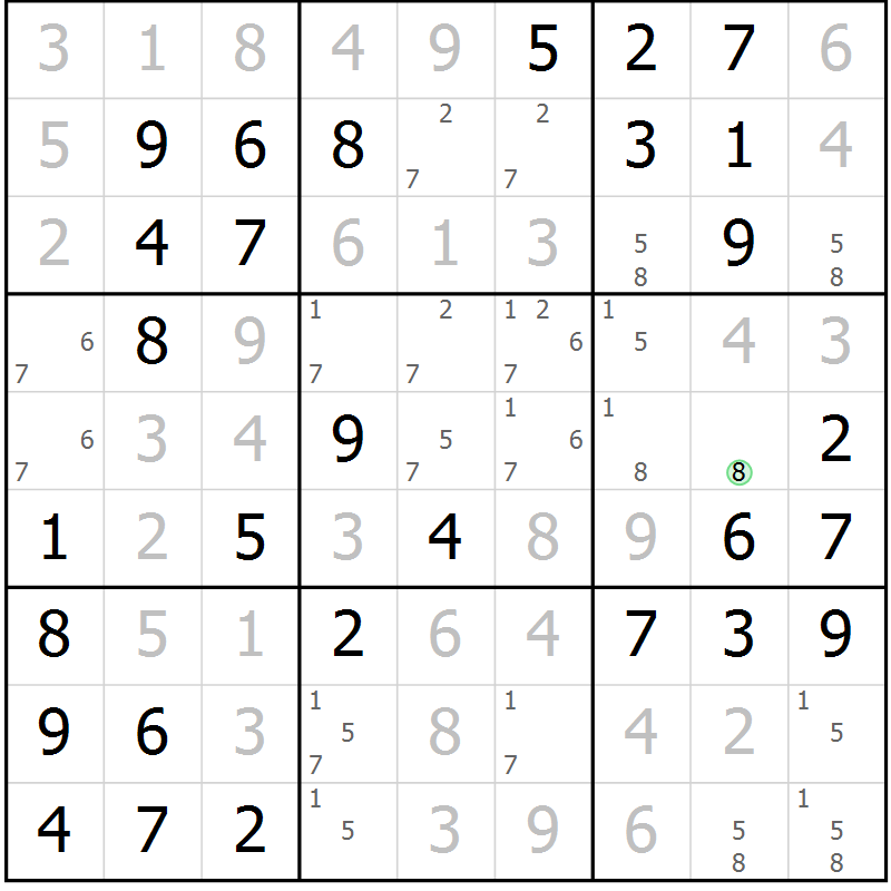 Position des candidats pour la solution de la Gr 45 page 48 du magazine de sudoku Virtuose n° 113