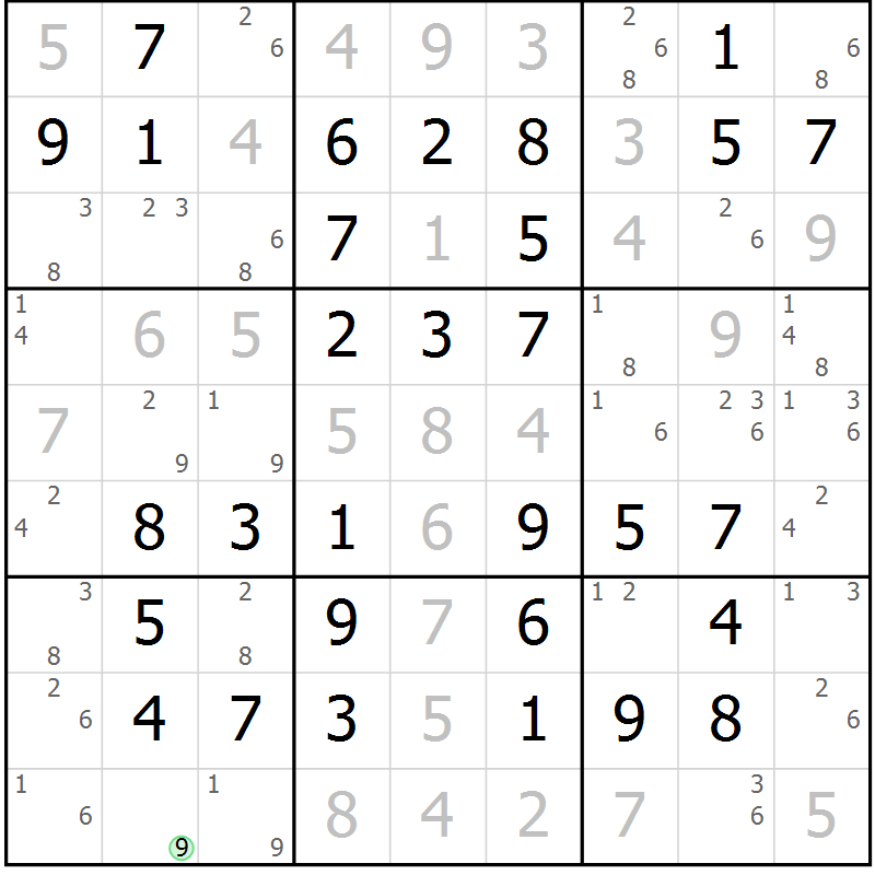 Position des candidats pour la solution de la Gr 47 page 50 du magazine de sudoku Virtuose n° 113