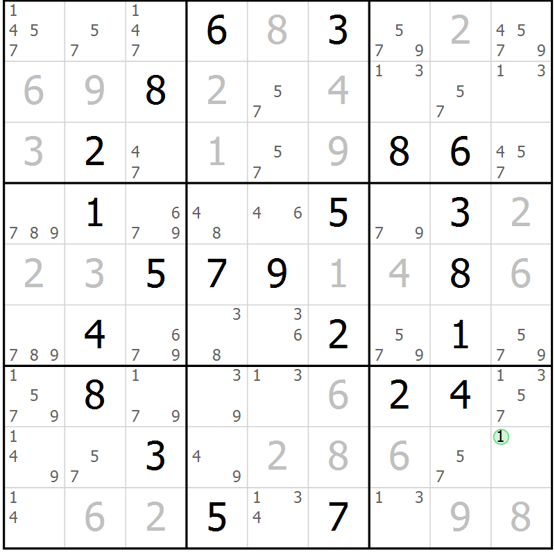 Position des candidats pour la solution de la Gr 48 page 51 du magazine de sudoku Virtuose n° 113