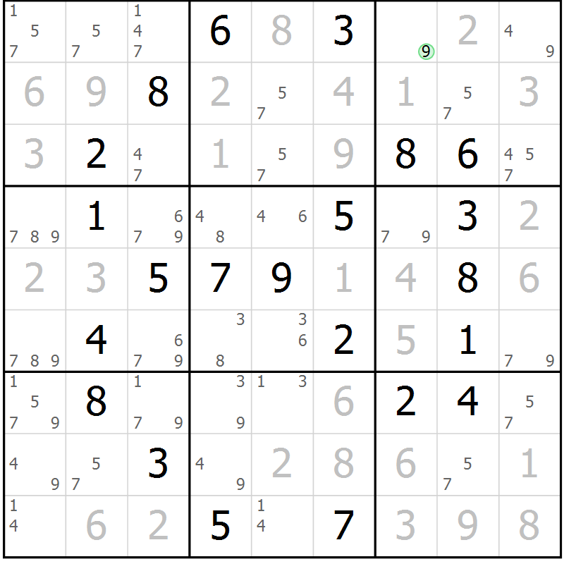 Position des candidats pour la solution de la Gr 48 page 51 du magazine de sudoku Virtuose n° 113