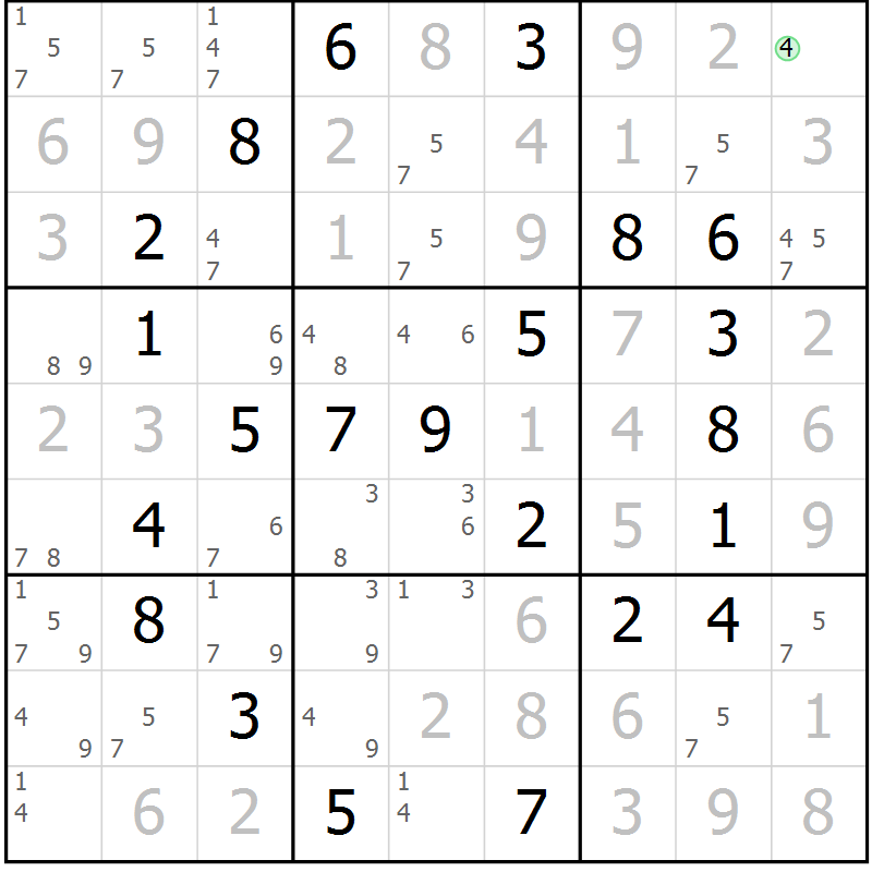 Position des candidats pour la solution de la Gr 48 page 51 du magazine de sudoku Virtuose n° 113