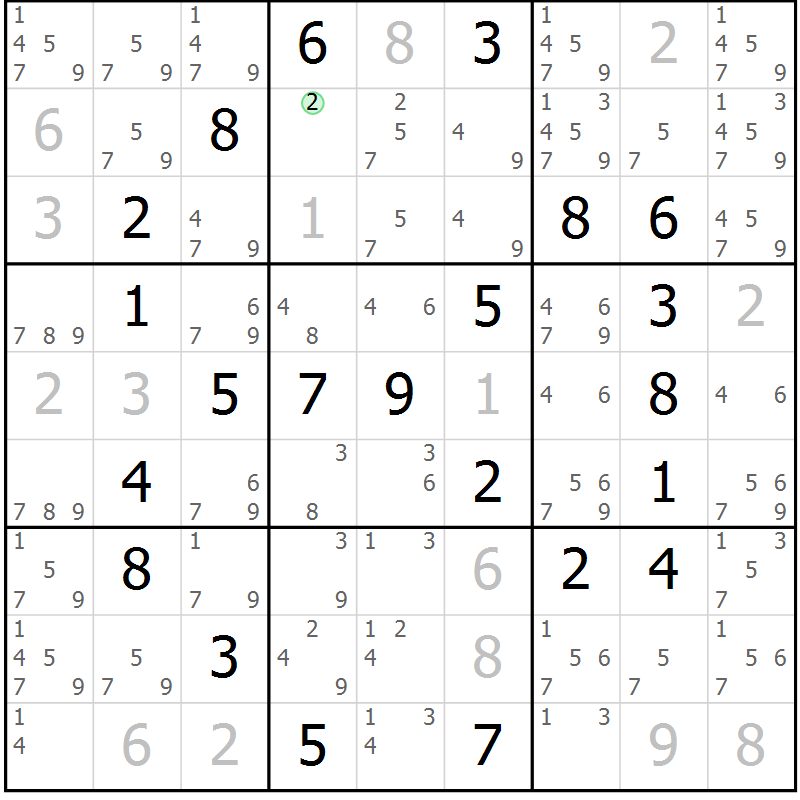 Position des candidats pour la solution de la Gr 48 page 51 du magazine de sudoku Virtuose n° 113