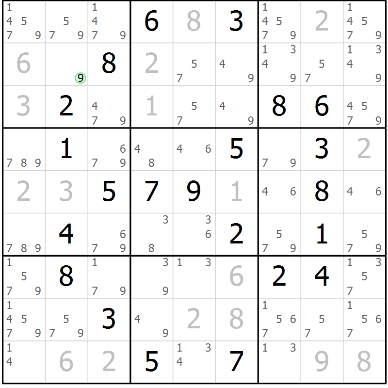 Position des candidats pour la solution de la Gr 48 page 51 du magazine de sudoku Virtuose n° 113