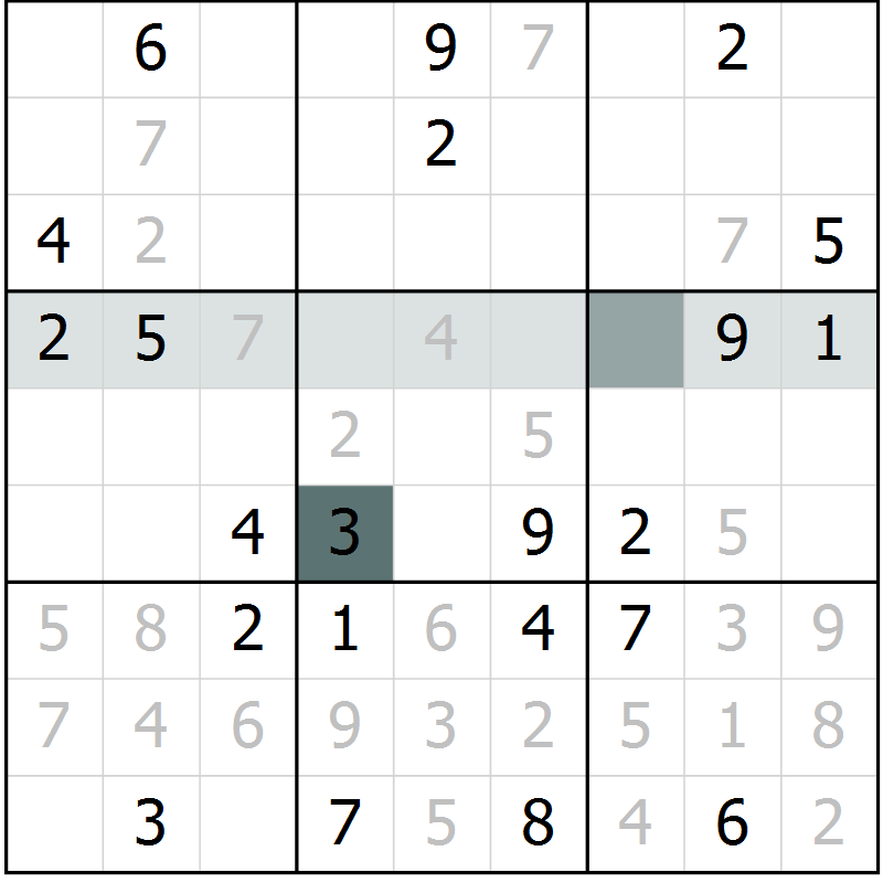 Position des candidats pour la solution de la Gr 5 page 8 du magazine de sudoku Virtuose n° 113