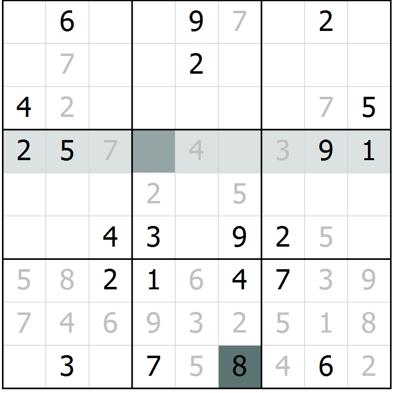 Position des candidats pour la solution de la Gr 5 page 8 du magazine de sudoku Virtuose n° 113