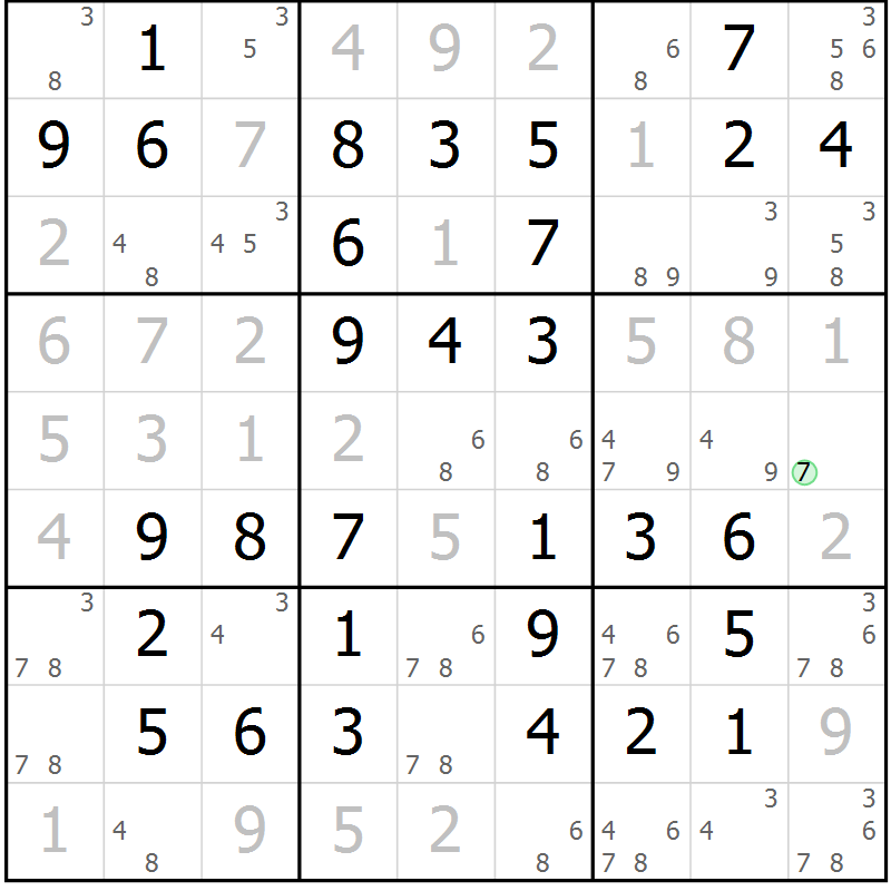 Position des candidats pour la solution de la Gr 50 page 53 du magazine de sudoku Virtuose n° 113