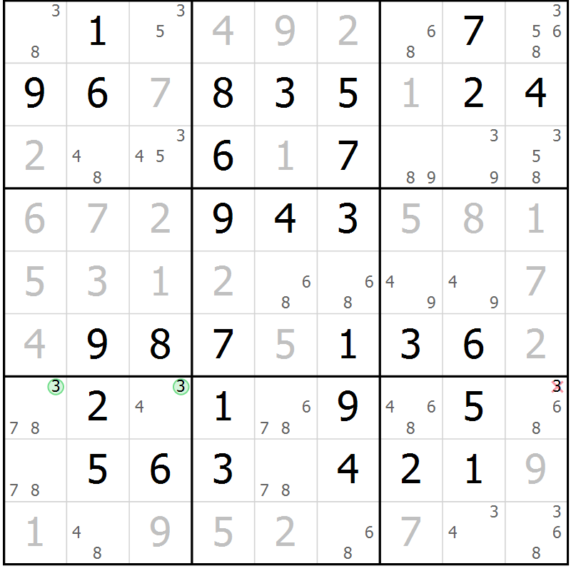 Position des candidats pour la solution de la Gr 50 page 53 du magazine de sudoku Virtuose n° 113