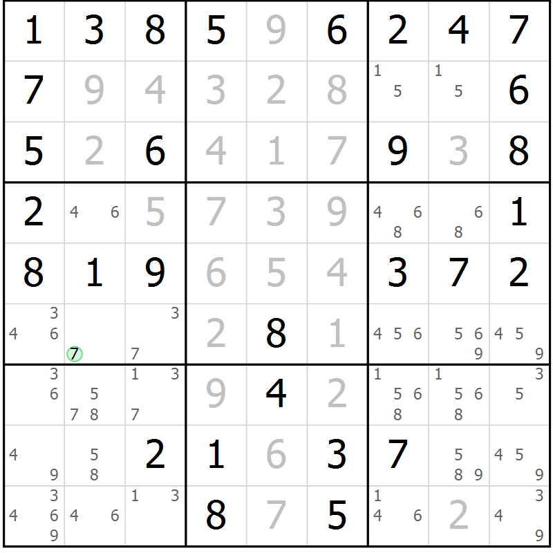 Position des candidats pour la solution de la Gr 51 page 54 du magazine de sudoku Virtuose n° 113