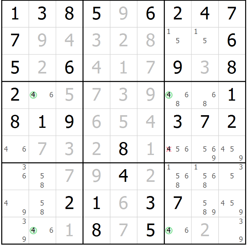 Position des candidats pour la solution de la Gr 51 page 54 du magazine de sudoku Virtuose n° 113