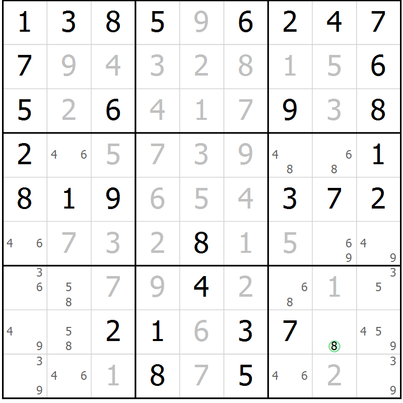 Position des candidats pour la solution de la Gr 51 page 54 du magazine de sudoku Virtuose n° 113