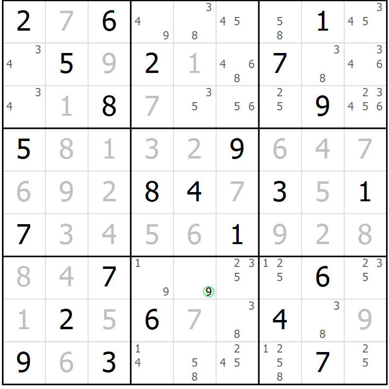 Position des candidats pour la solution de la Gr 52 page 55 du magazine de sudoku Virtuose n° 113