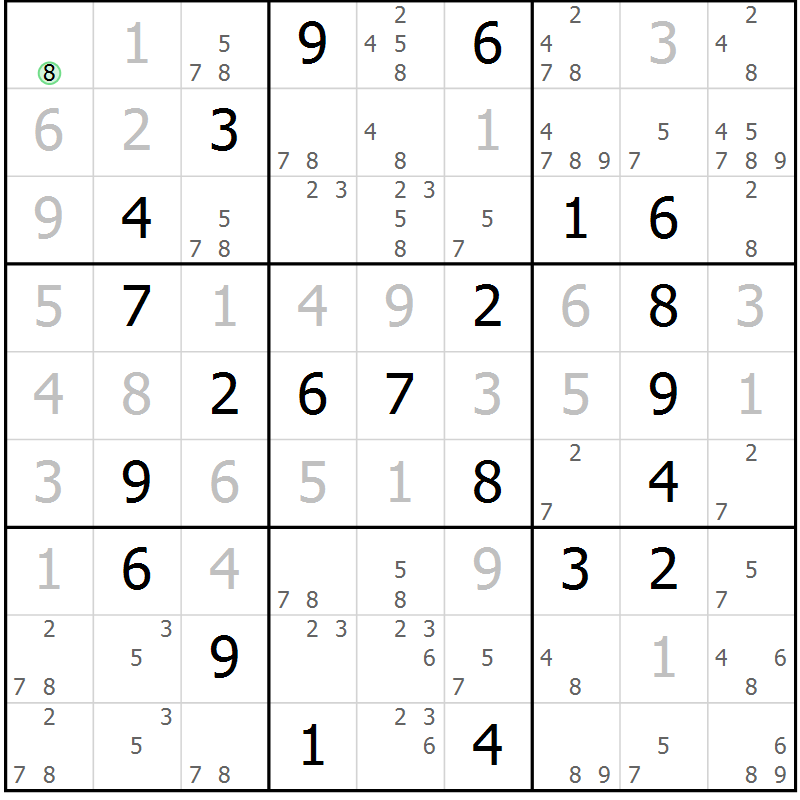 Position des candidats pour la solution de la Gr 55 page 58 du magazine de sudoku Virtuose n° 113