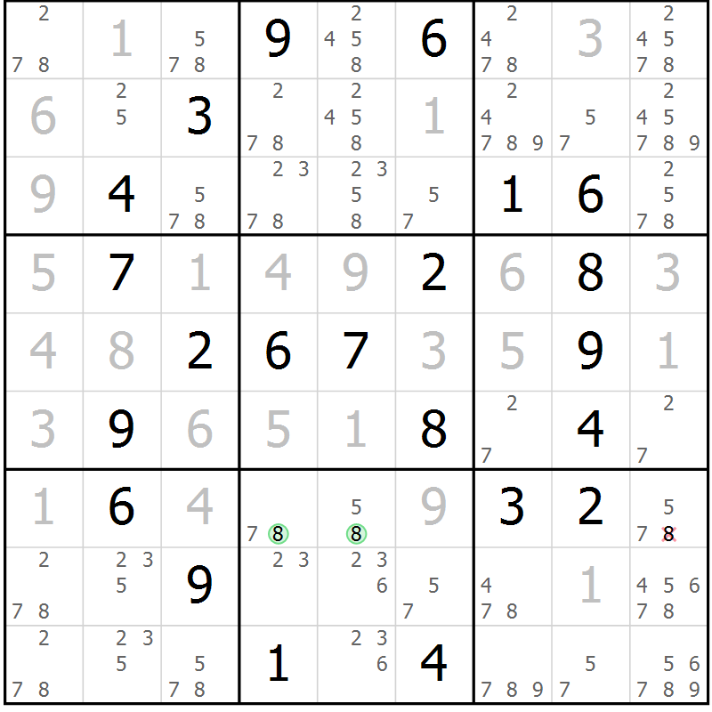 Position des candidats pour la solution de la Gr 55 page 58 du magazine de sudoku Virtuose n° 113