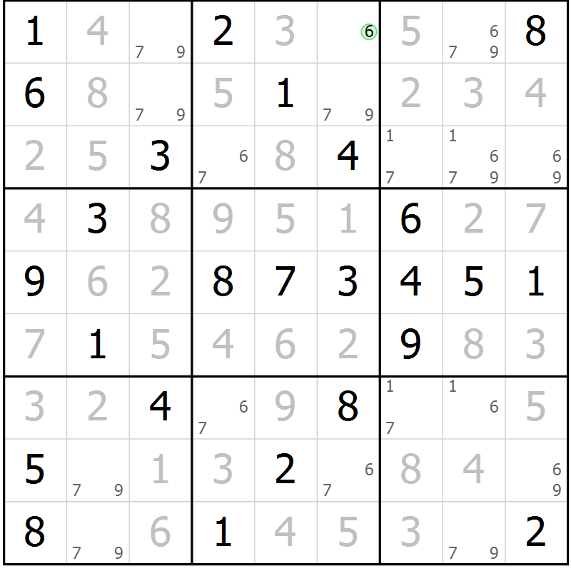 Position des candidats pour la solution de la Gr 58 page 61 du magazine de sudoku Virtuose n° 113