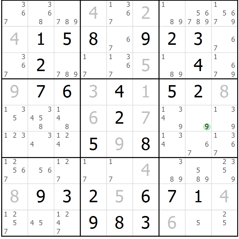 Position des candidats pour la solution de la Gr 59 page 62 du magazine de sudoku Virtuose n° 113