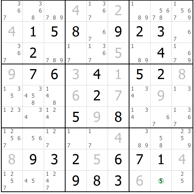 Position des candidats pour la solution de la Gr 59 page 62 du magazine de sudoku Virtuose n° 113