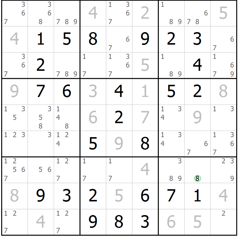 Position des candidats pour la solution de la Gr 59 page 62 du magazine de sudoku Virtuose n° 113