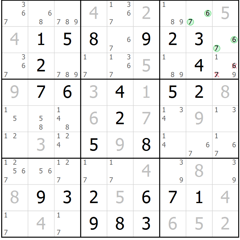 Position des candidats pour la solution de la Gr 59 page 62 du magazine de sudoku Virtuose n° 113
