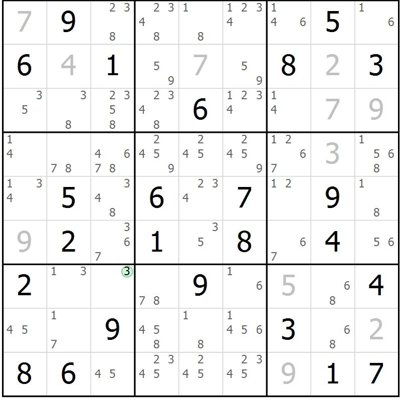 Position des candidats pour la solution de la Gr 62 page 65 du magazine de sudoku Virtuose n° 113