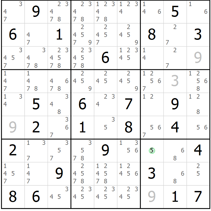 Position des candidats pour la solution de la Gr 62 page 65 du magazine de sudoku Virtuose n° 113