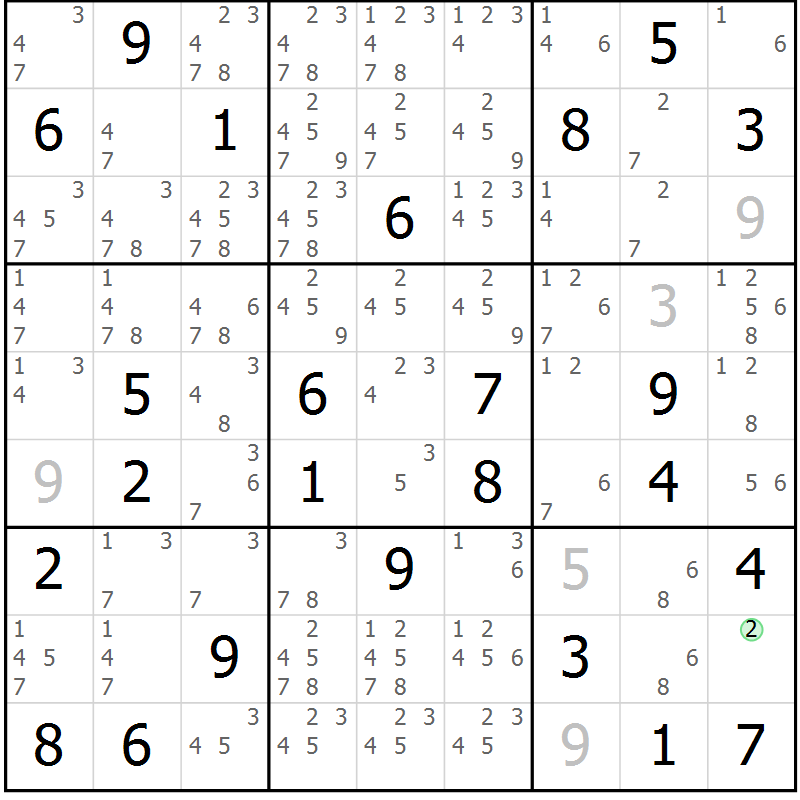 Position des candidats pour la solution de la Gr 62 page 65 du magazine de sudoku Virtuose n° 113