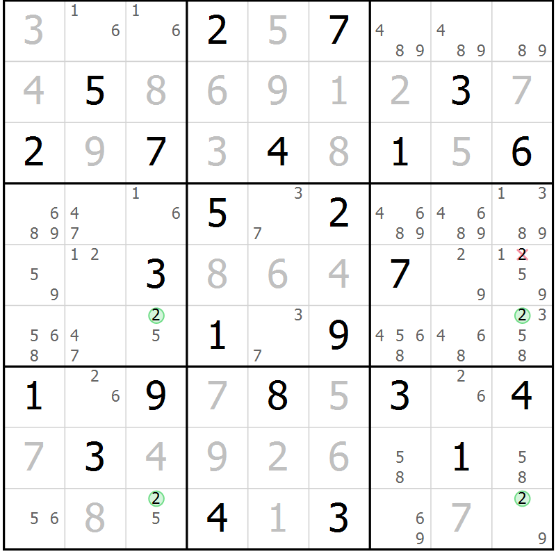 Position des candidats pour la solution de la Gr 63 page 66 du magazine de sudoku Virtuose n° 113