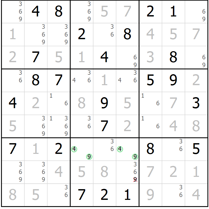 Position des candidats pour la solution de la Gr 65 page 68 du magazine de sudoku Virtuose n° 113