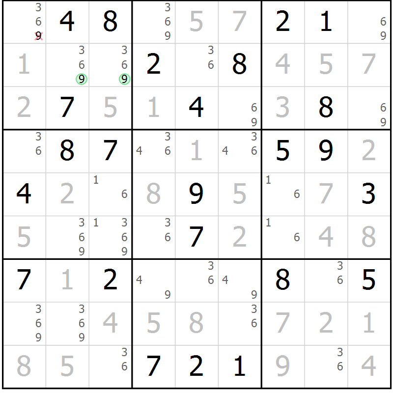 Position des candidats pour la solution de la Gr 65 page 68 du magazine de sudoku Virtuose n° 113