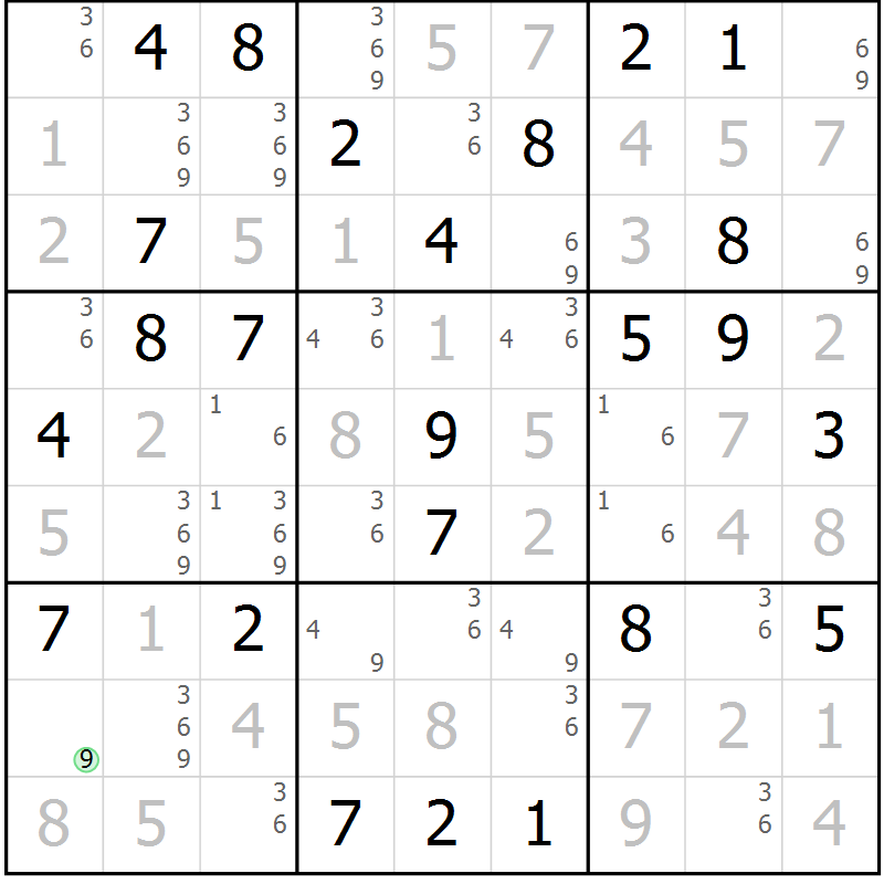 Position des candidats pour la solution de la Gr 65 page 68 du magazine de sudoku Virtuose n° 113