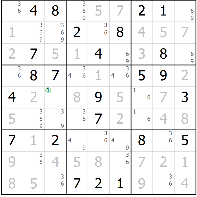 Position des candidats pour la solution de la Gr 65 page 68 du magazine de sudoku Virtuose n° 113